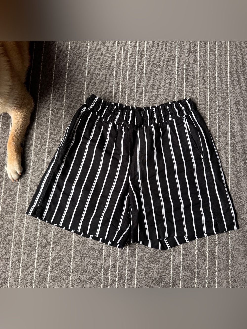 Women's Black and White Vertical Stripe Casual Shorts